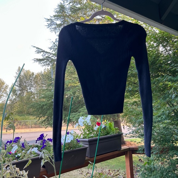 Black Ribbed Cardigan - Picture 2 of 2